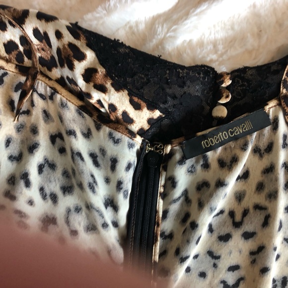 Roberto Cavalli Leopard Print Camisole with Black Lace Detail - Picture 4 of 12